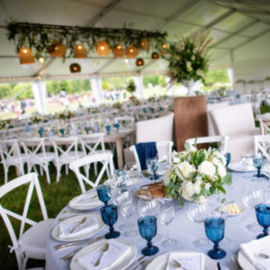 wedding dinner reception setup at the national arboretum