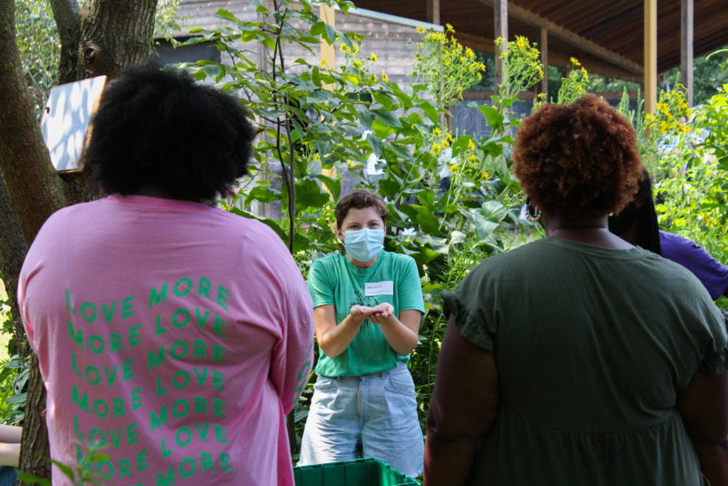 educators learn about worm bins at the summer institute for garden-based teaching