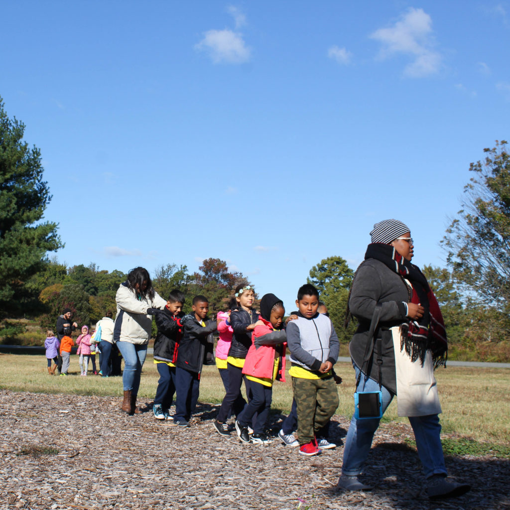 FONA staff lead a field trip in the washington youth garden