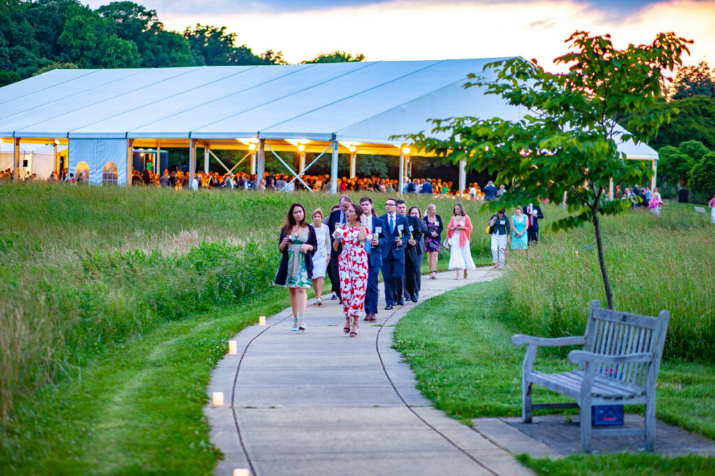 dinner under the stars guests heading towards the capitol columns