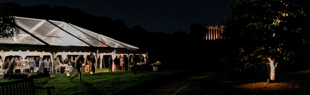 FONA Field Notes banner of the Dinner Under the Stars tent