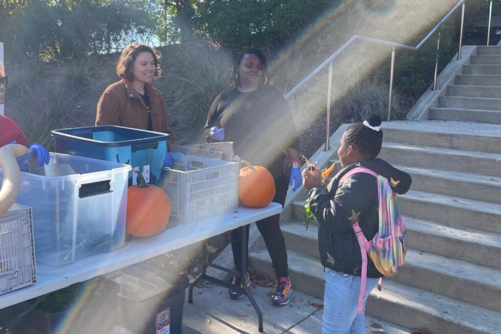 School garden support program produce distribution