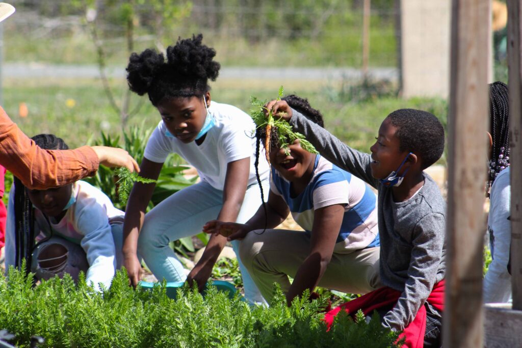 Kids attending a SPROUT field trip in the Washington Youth Garden