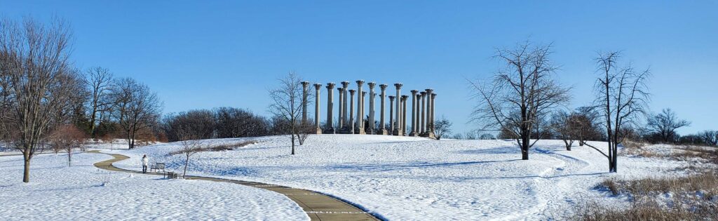 capitol columns in the snow