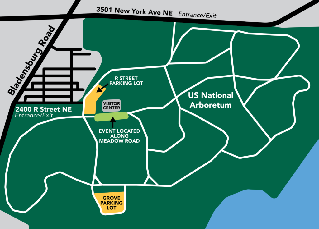 illustrated map of the national arboretum with details for the 2024 native plant sale