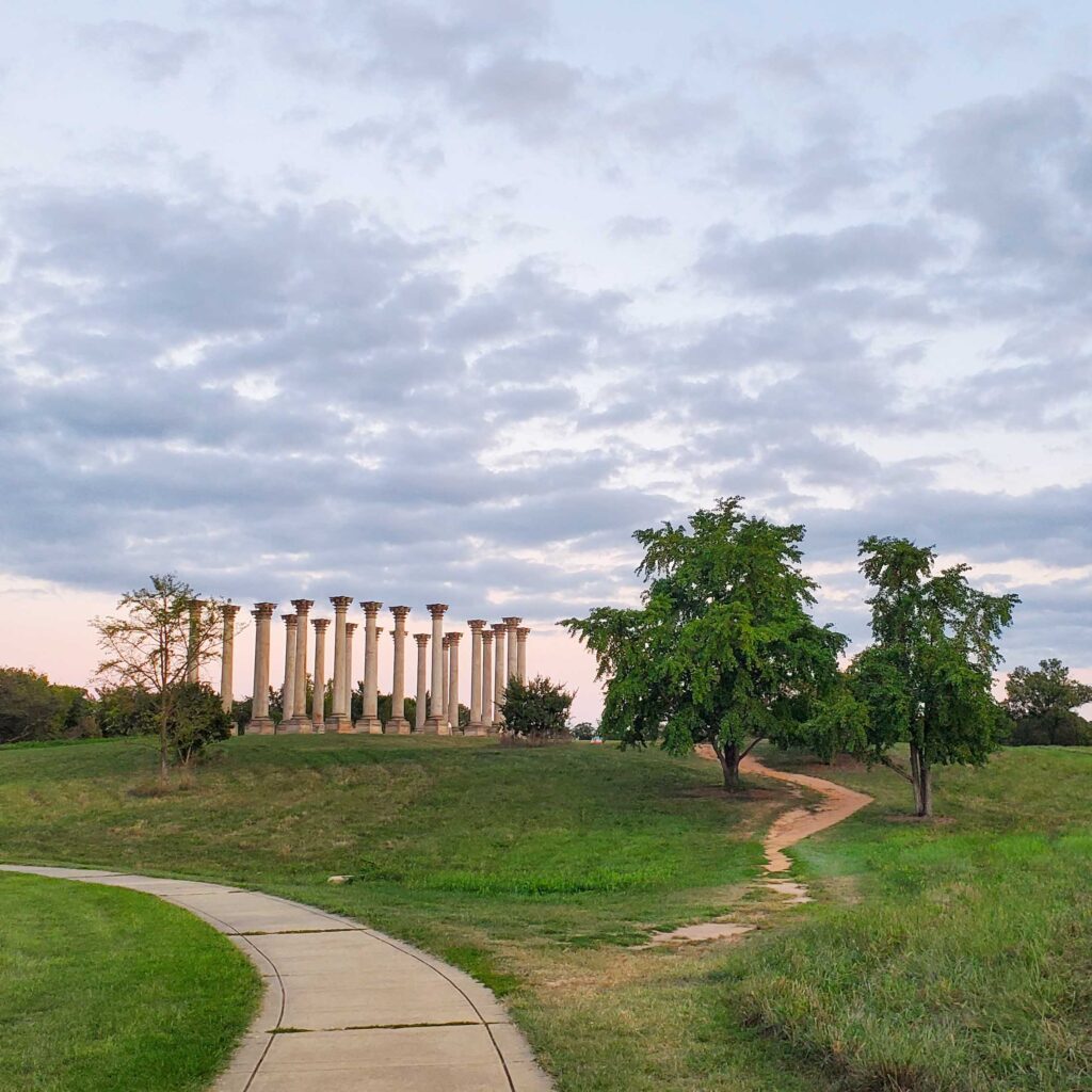 capitol columns awash in a summer sunset