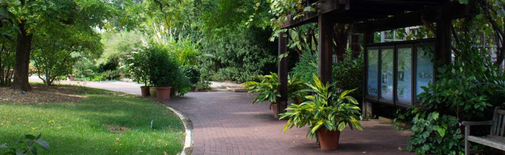 path through national herb garden in late summer, formatted as a newsletter banner