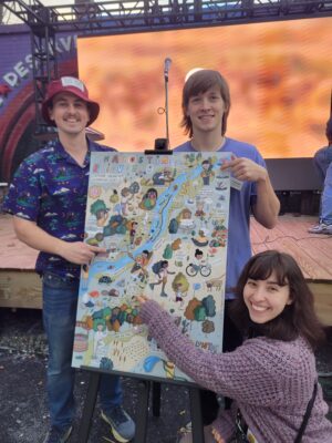 People point to the Anacostia River Outdoor Volunteer Adventure Trail map poster