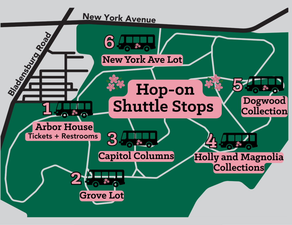 map of shuttle stops for april and may hop-on shuttle saturdays