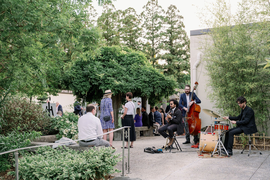 jazz trio playing music in the national bonsai and penjing museum for the spring soiree